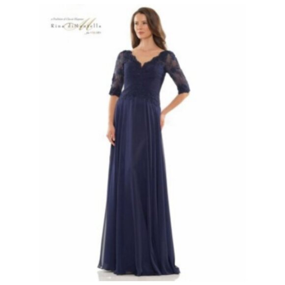 **Rina Di Montella** RD2760 Navy Gown 16 NWT - Picture 1 of 8
